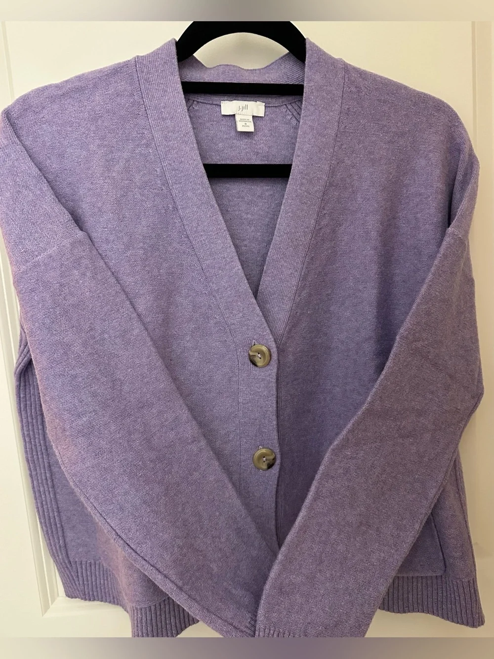 J. Jill Lavender V-Neck Button Front Cardigan - Picture 2 of 6